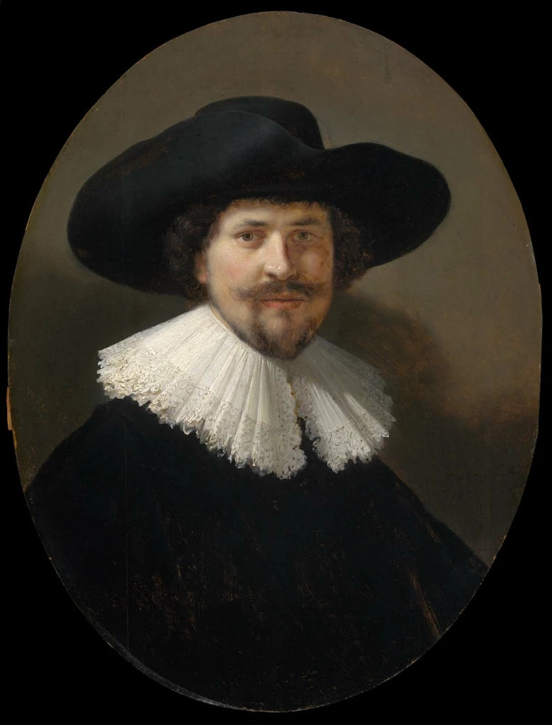 Portret van een man met een zwarte hoed - Rembrandt