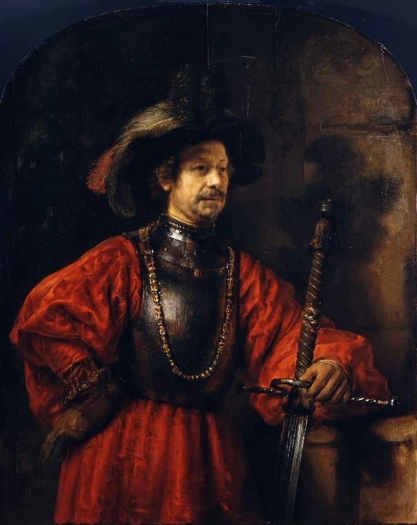 Portret van een man in militaire uniform - Rembrandt