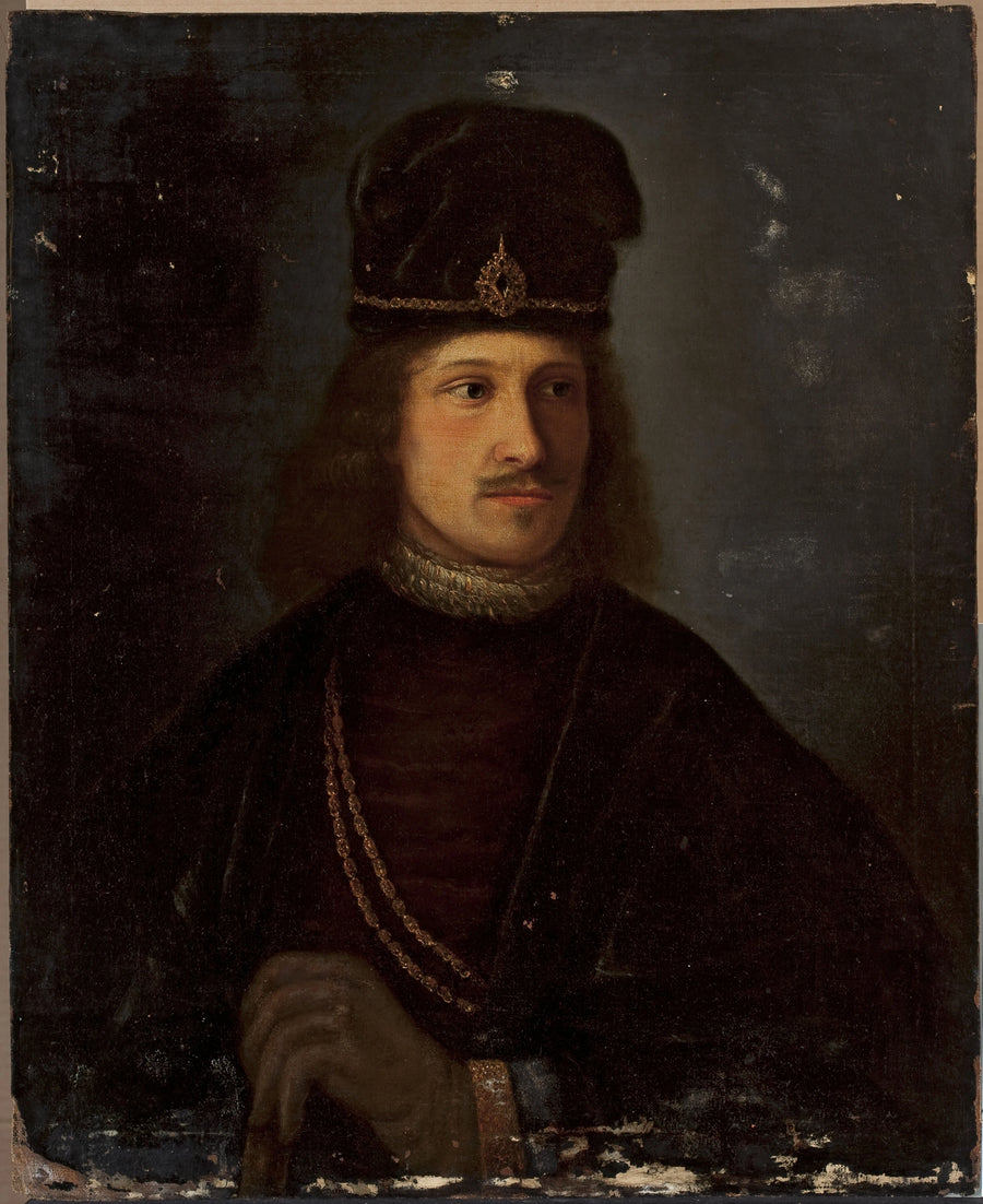 Portret van een man met een grote pet - Rembrandt