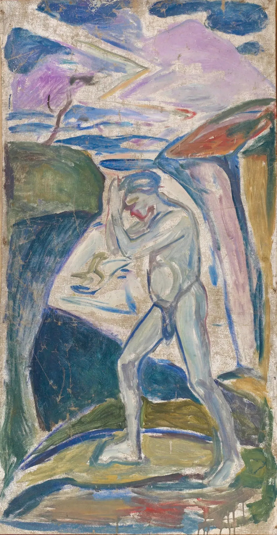 Naakte man in een rotsachtig landschap - Edvard Munch
