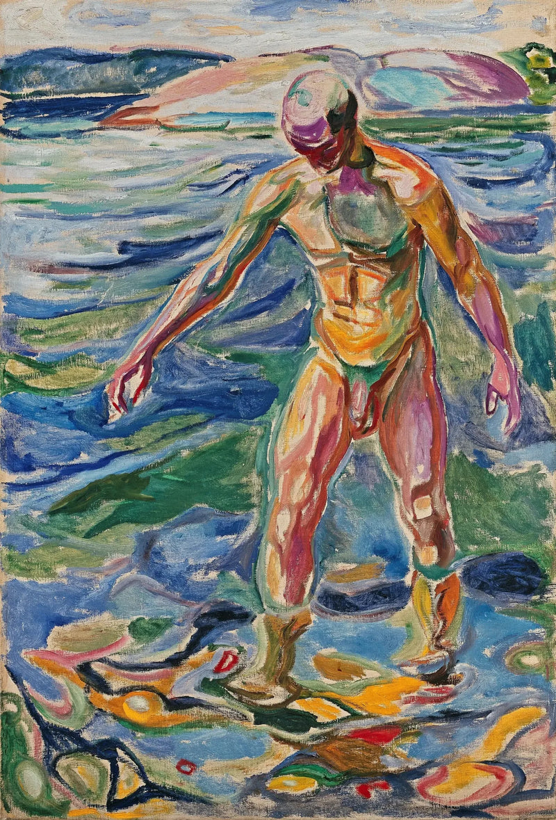 Man die zich baadt - Edvard Munch