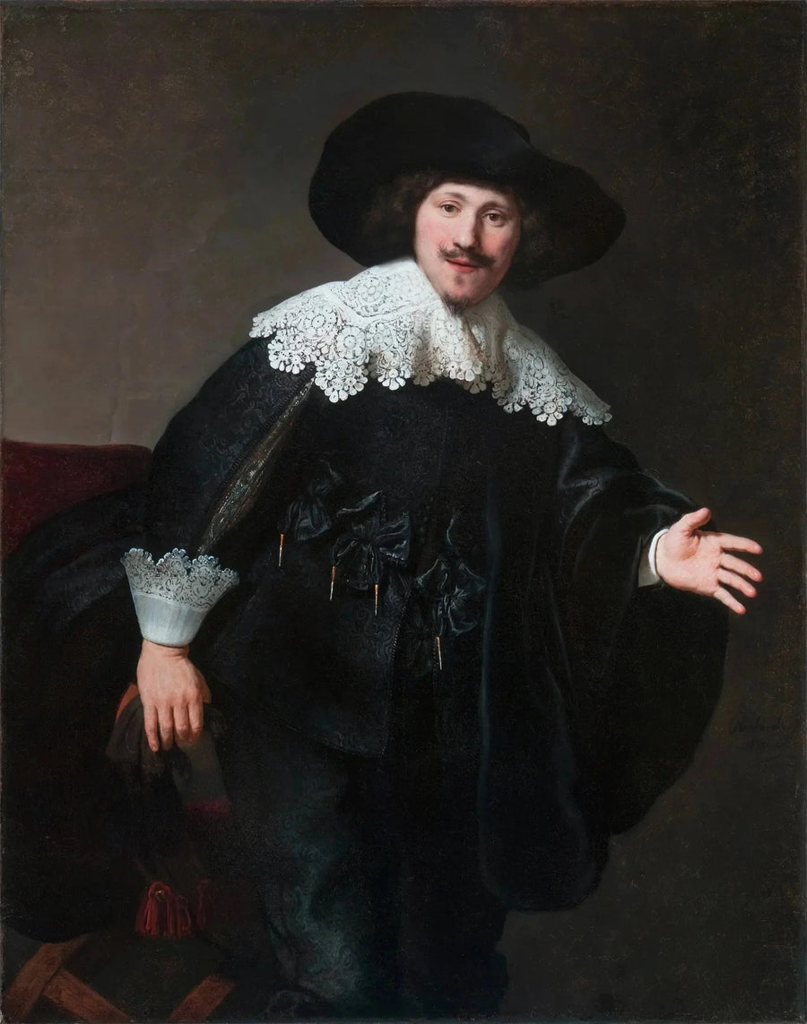 Portret van een man die opstaat uit zijn stoel - Rembrandt