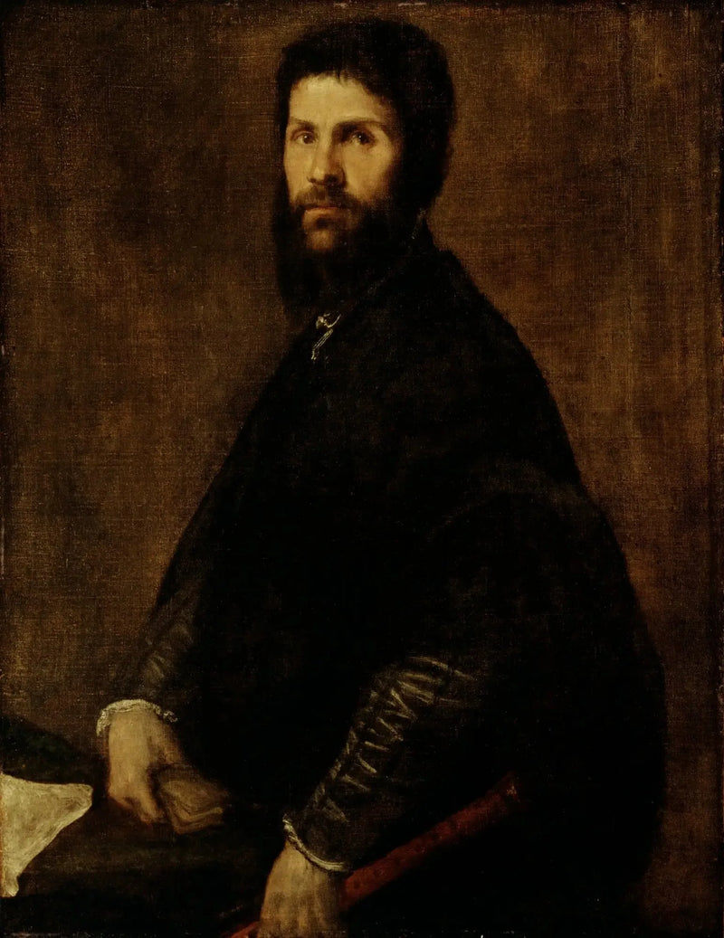 Man die een fluit vasthoudt - Titian