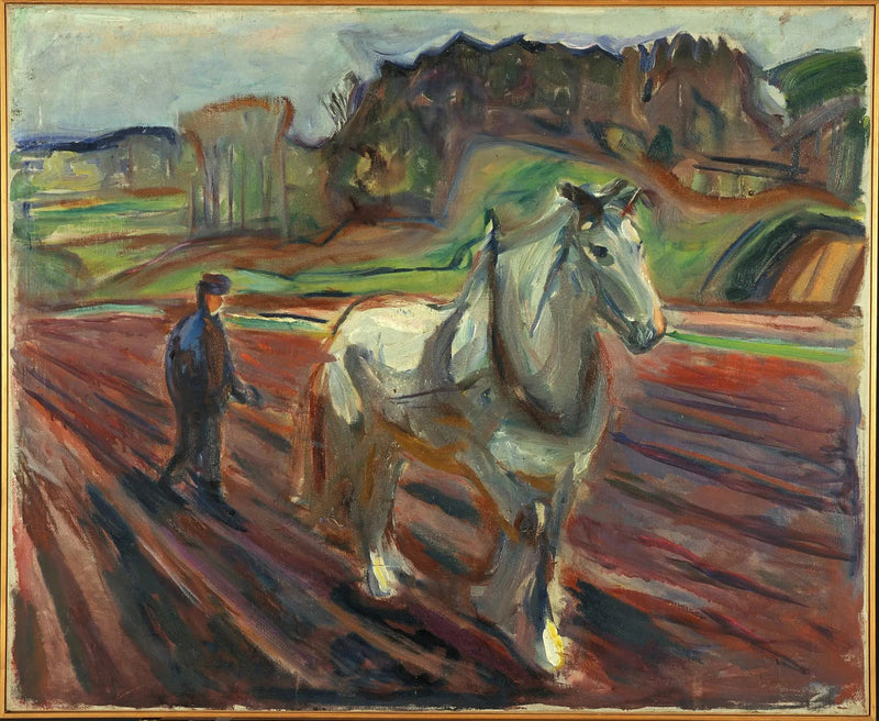 Man die werkt met een wit paard - Edvard Munch