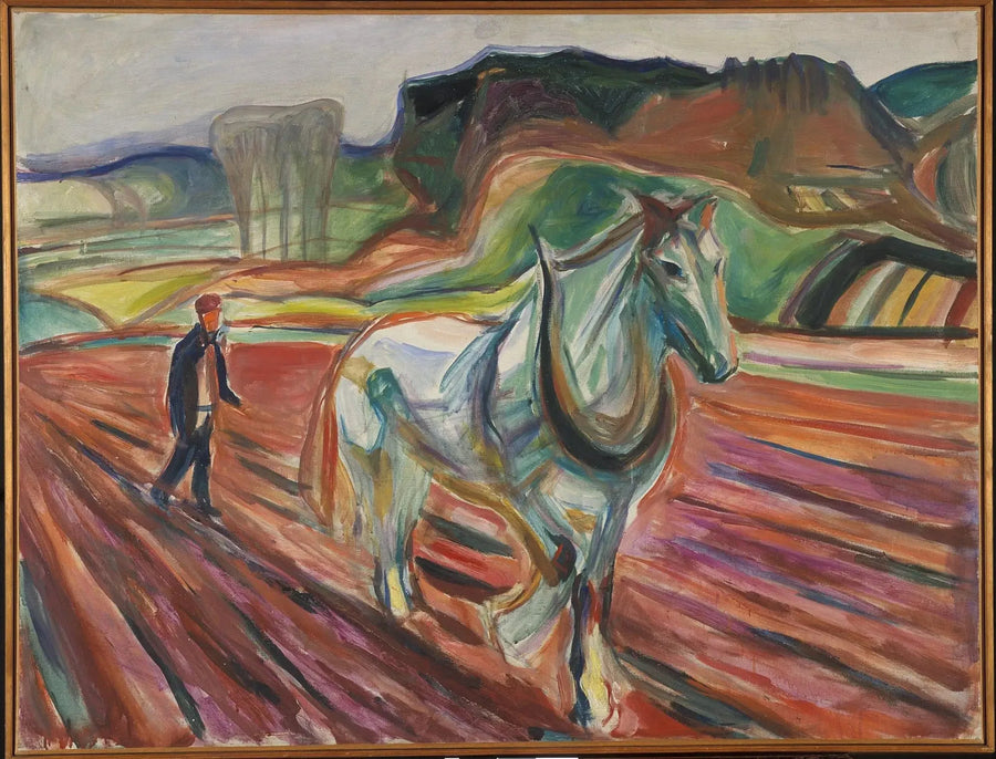 Man die werkt met een wit paard - Edvard Munch