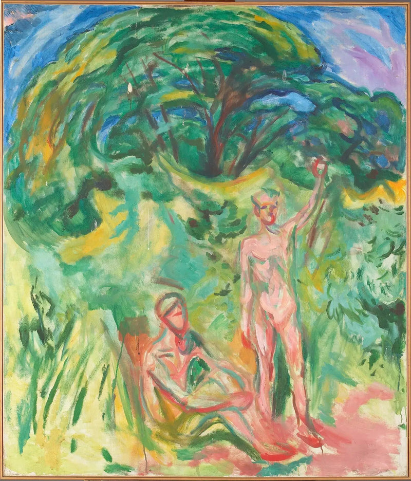 Naakte mannen in het bos - Edvard Munch