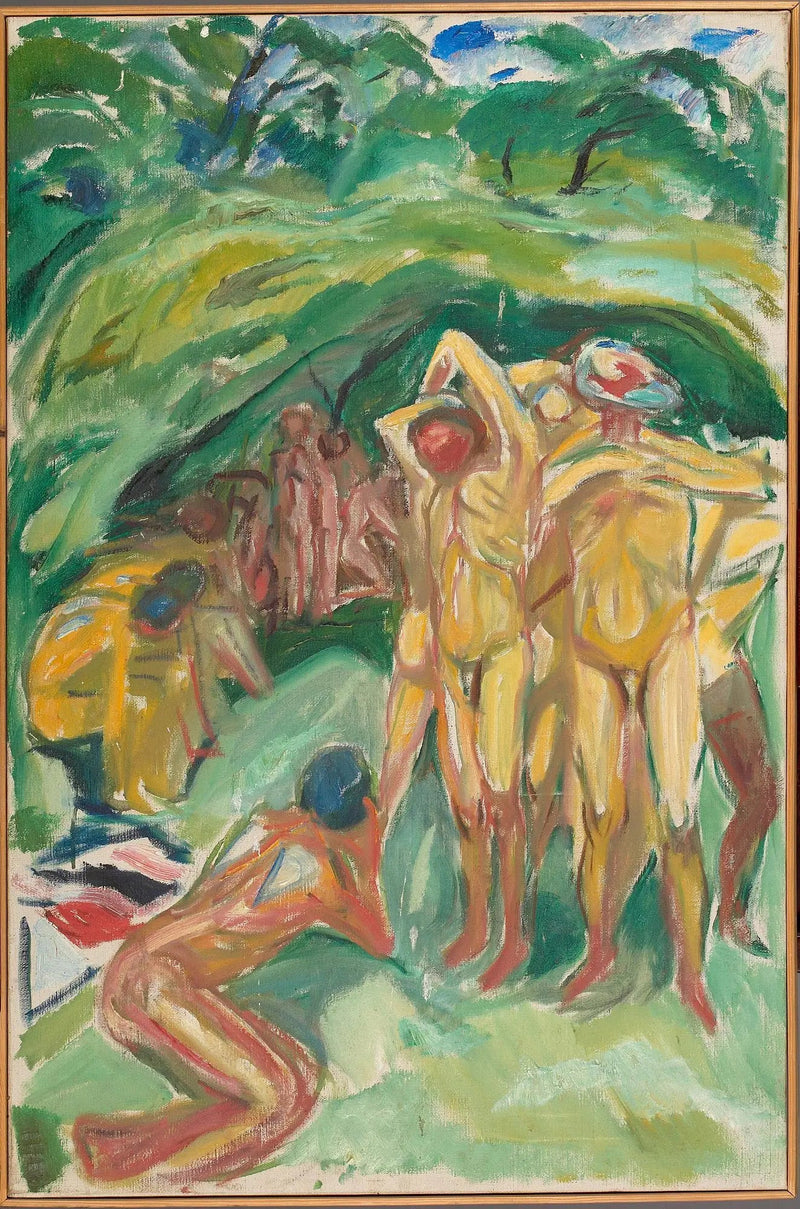 Naakte mannen in het bos - Edvard Munch
