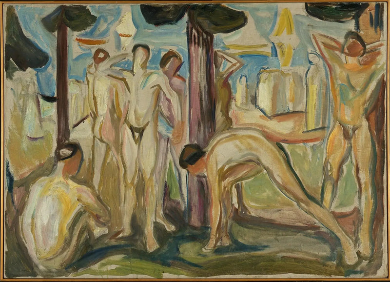 Naakte mannen in een landschap - Edvard Munch