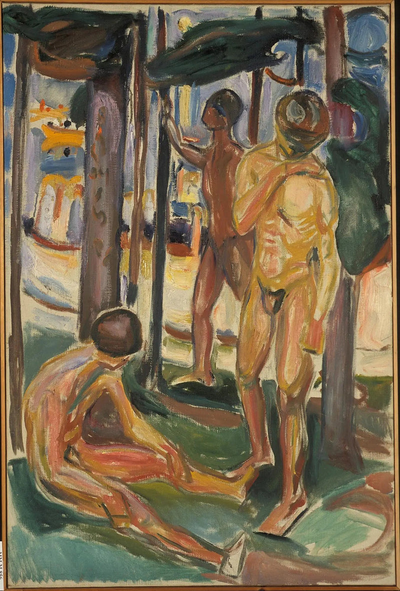 Naakte mannen in een landschap - Edvard Munch