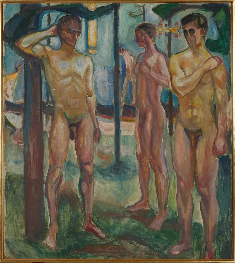 Naakte mannen in een landschap - Edvard Munch