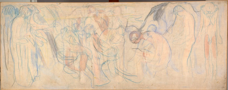 Naakte mannen in een landschap - Edvard Munch