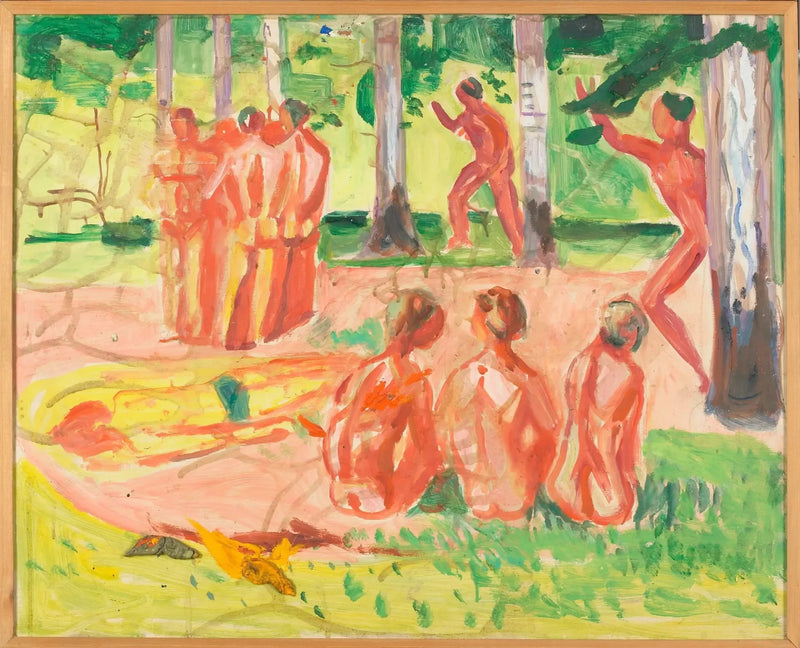 Naakte mannen in een berkenbos - Edvard Munch