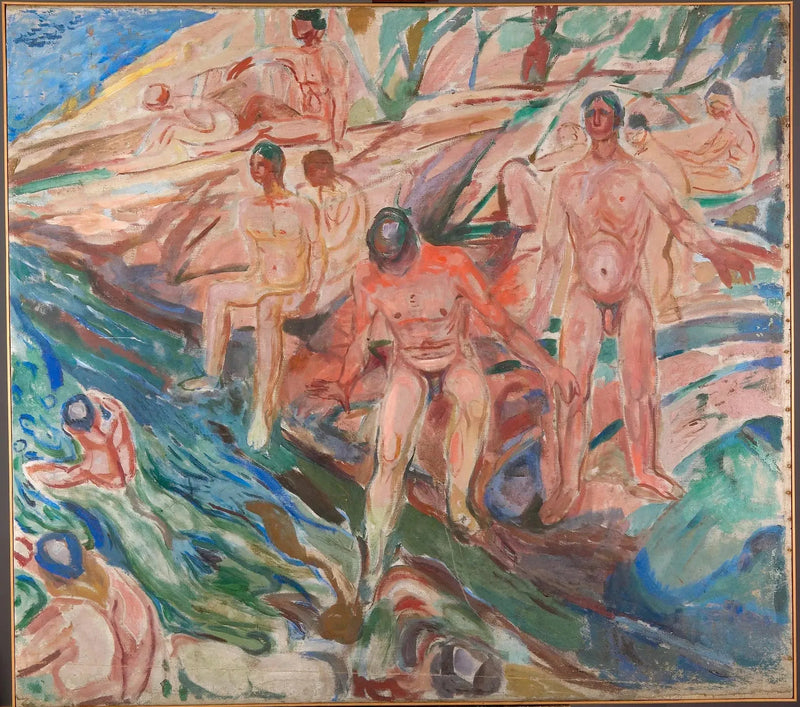 Mannen die zich op de rotsen baden - Edvard Munch