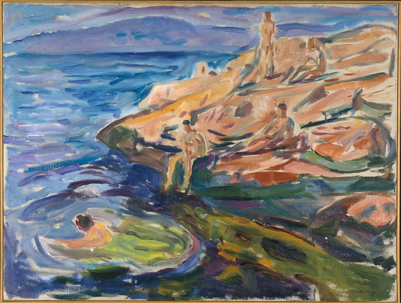 Mannen die zich op de rotsen baden - Edvard Munch
