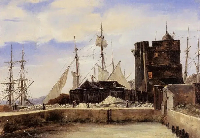 Honfleur, de oude kade - Jean-Baptiste Camille Corot