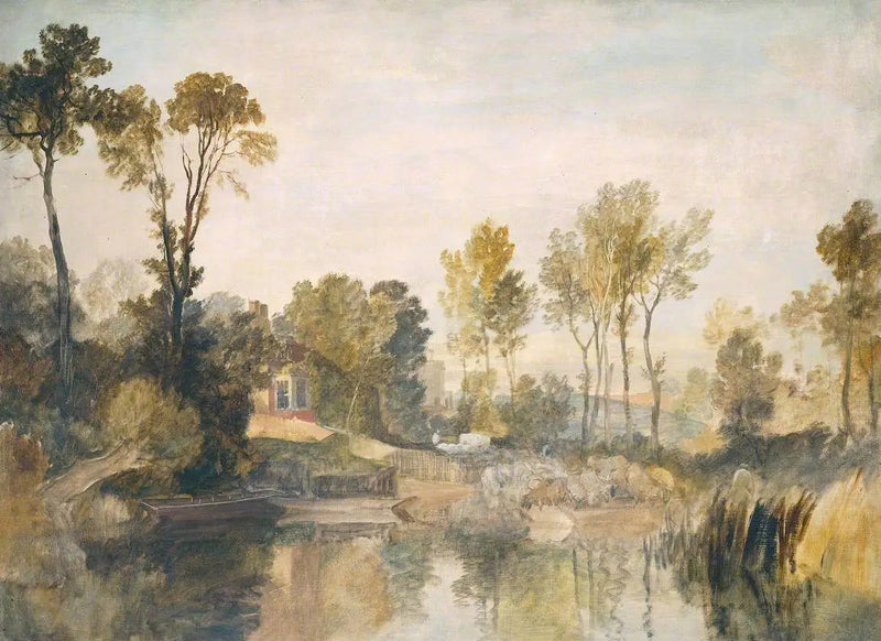 Huis naast de Rivier, met Bomen en Schapen - J. M. W. Turner