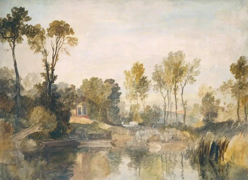 Huis naast de Rivier, met Bomen en Schapen - J. M. W. Turner