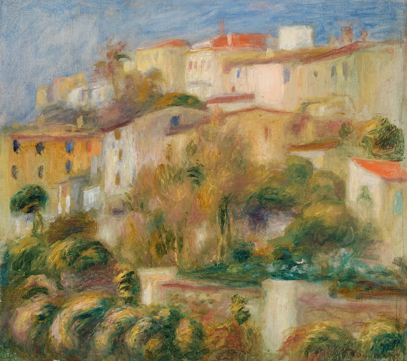 Huizen op een Heuvel (Groep huizen op een helling) - Pierre-Auguste Renoir