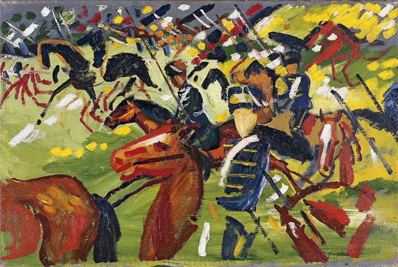 Hussards op uittocht - August Macke
