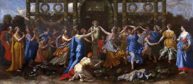 Hyméné verkleed als vrouw tijdens een offer aan Priapus - Nicolas Poussin