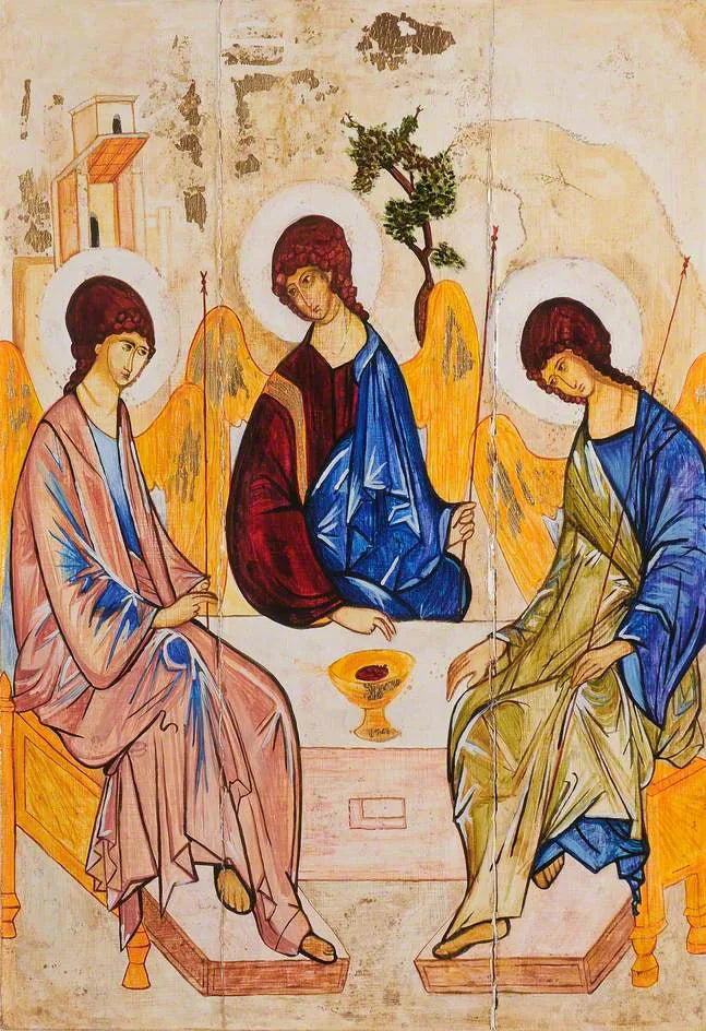 Icoon van de Drie-eenheid uit het Oude Testament (De gastvrijheid van Abraham) - Andreï Roublev