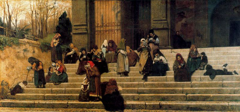 Rome-prints (De armen op de trappen van het Ara Caeli-klooster in Rome) - Federico Zandomeneghi