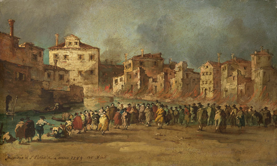 L'incendie du quartier de San Marcuola, Venise, 28 novembre 1789 - Artiste inconnu du Rijksmuseum