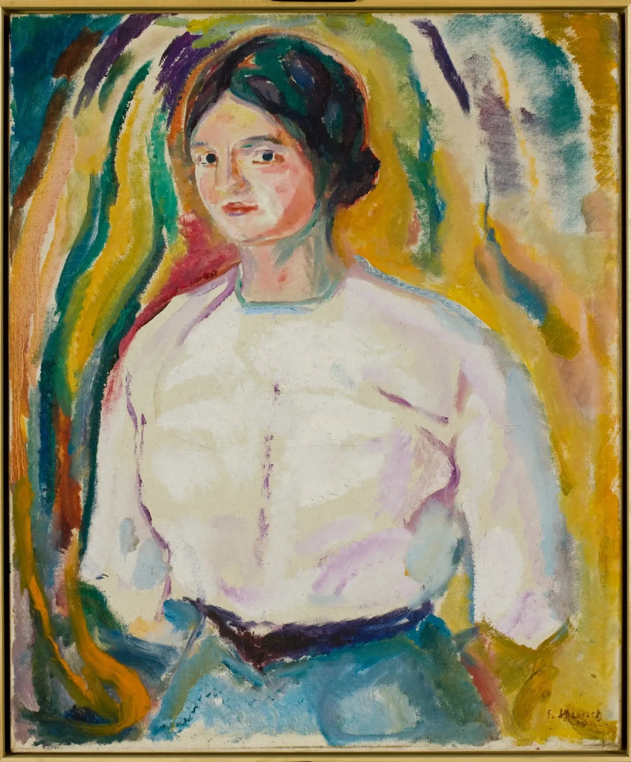 Ingeborg met haar handen achter haar rug - Edvard Munch