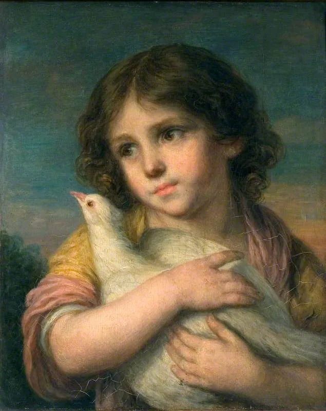 Onschuld: Een meisje met een duif - Jean-Baptiste Greuze