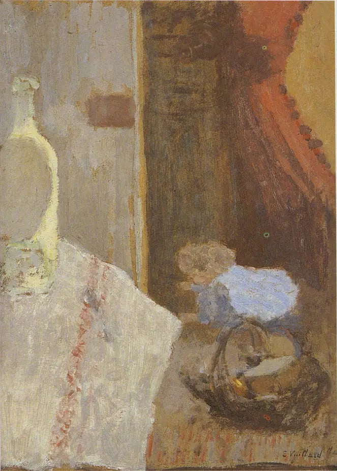 Interieur met rode wandbekleding - Édouard Vuillard