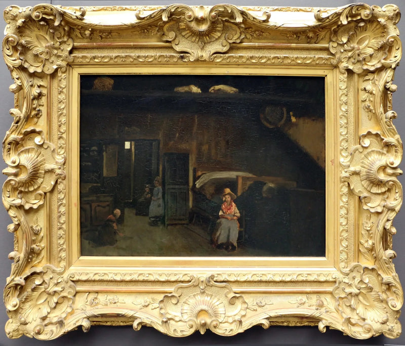 Interieur in het Mas Bilier, nabij Limoges - Jean-Baptiste Camille Corot