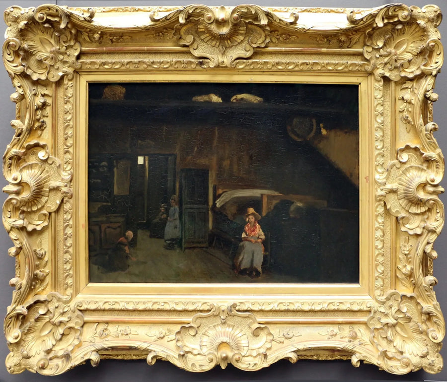 Interieur in het Mas Bilier, nabij Limoges - Jean-Baptiste Camille Corot
