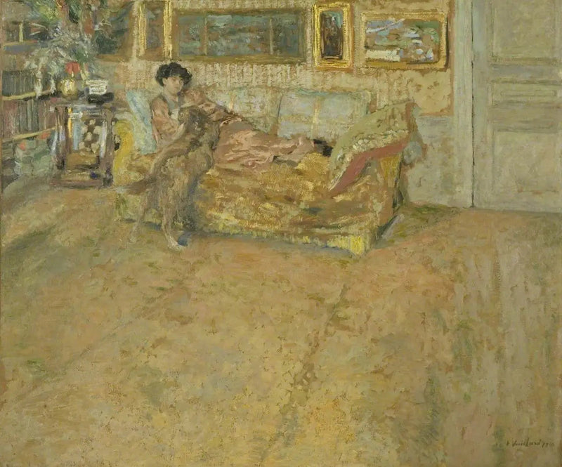 Interieur met mevrouw Hessel en haar hond - Édouard Vuillard