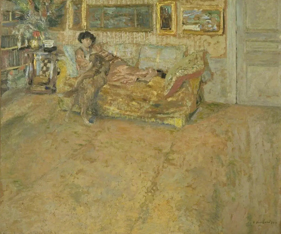 Interieur met mevrouw Hessel en haar hond - Édouard Vuillard
