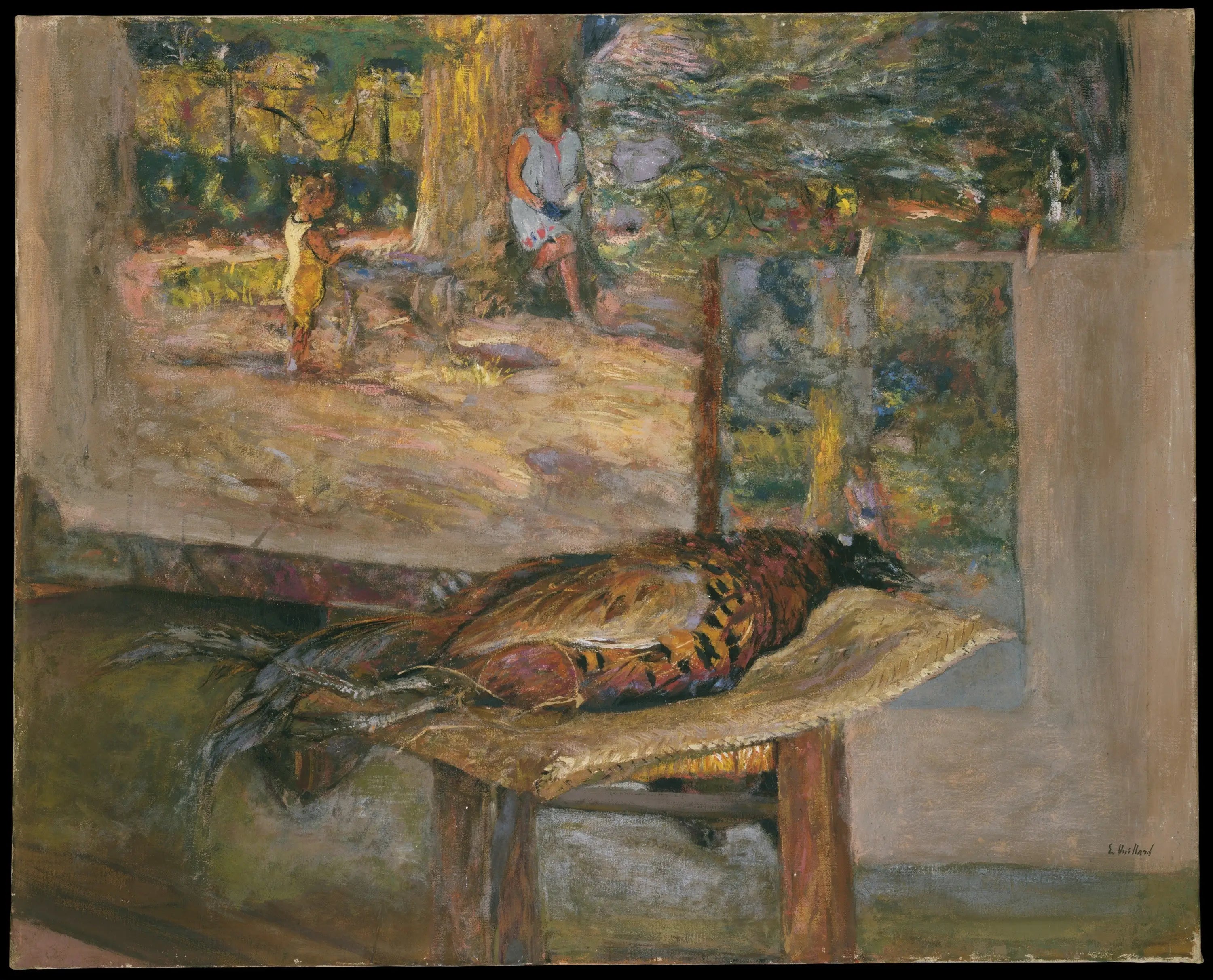 Intérieur avec peintures et faisan - Édouard Vuillard image 1 copie peinte à la main à l’huile
