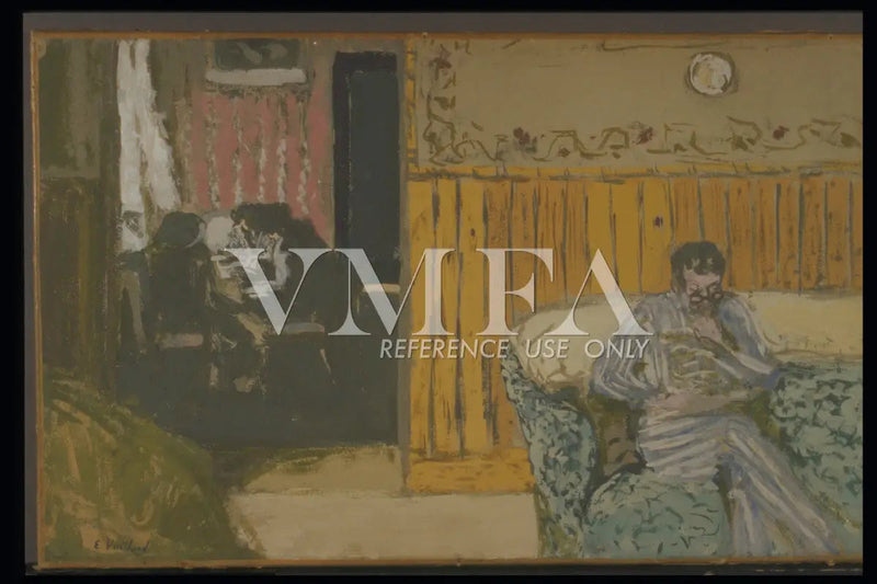 Interieur met een man die leest - Édouard Vuillard