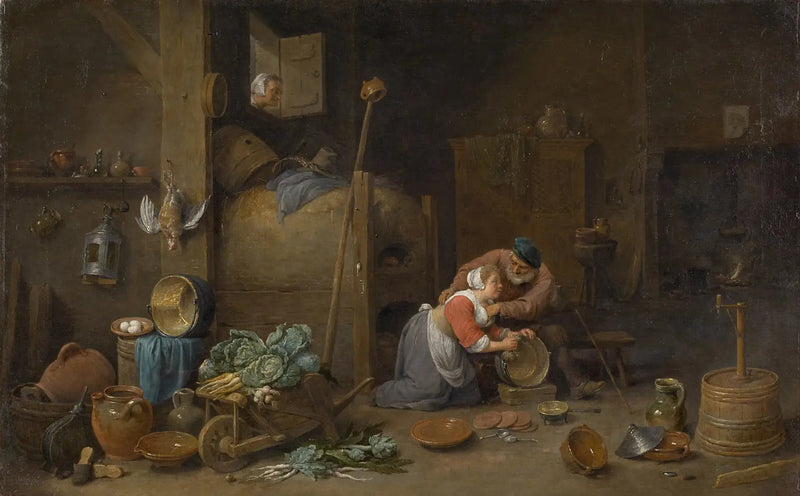 Interieur met een oude man die een huishoudster knuffelt - David Teniers de Jonge

Source:
Intérieur avec un vieil homme pelotant une femme de ménage - David Teniers le Jeune