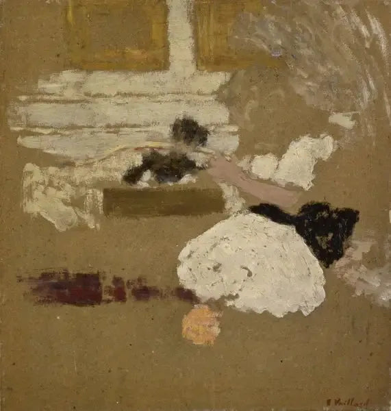 Interieur met een meisje dat leest en een vrouw in zwart die schrijft - Édouard Vuillard