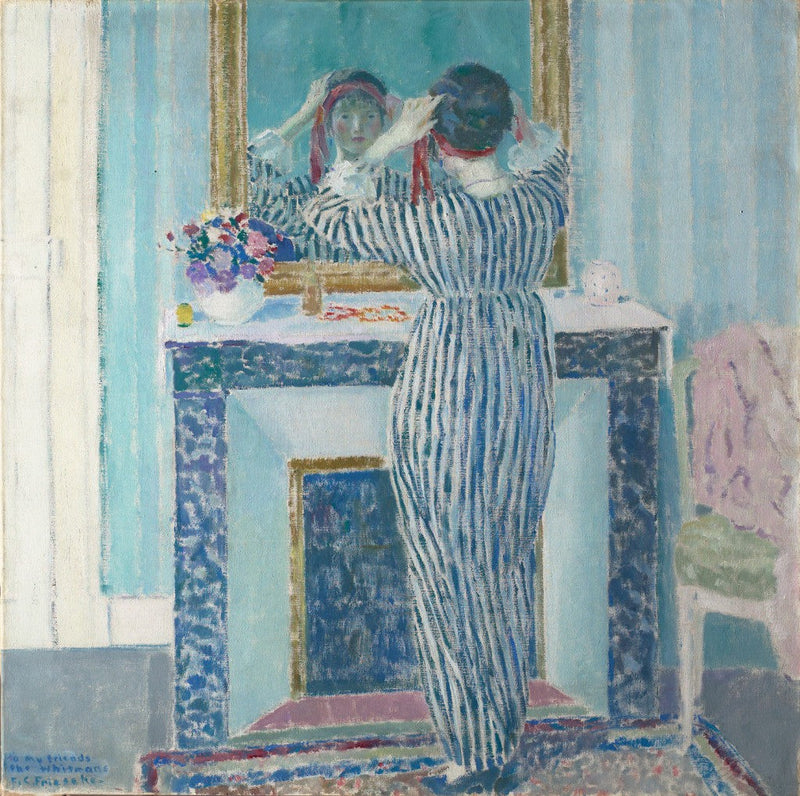Blauwe interieur: Giverny (Le Ruban rouge) - Frederick Carl Frieseke