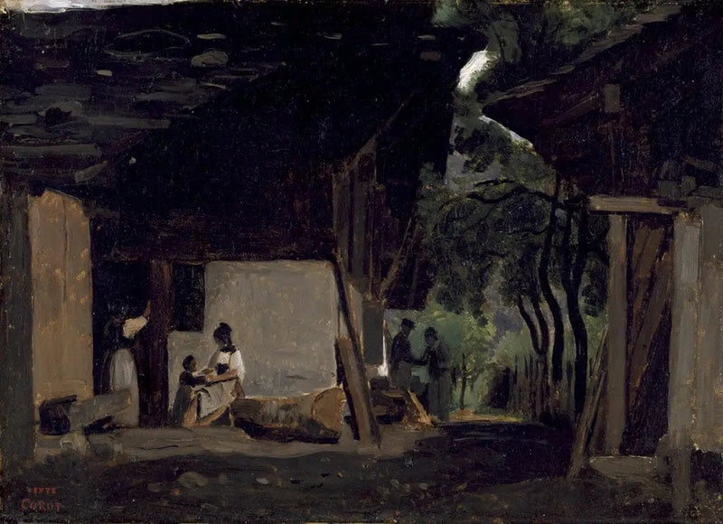 Interieur van een chalet in het Berner Oberland - Jean-Baptiste Camille Corot