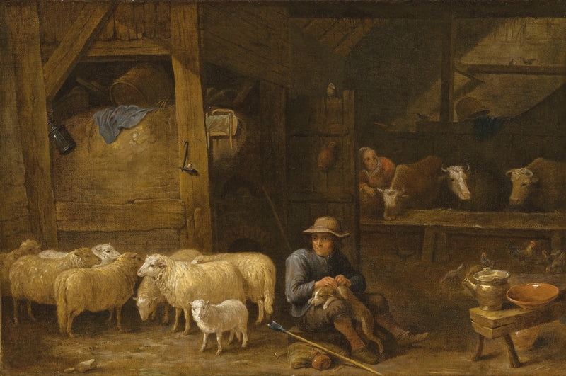 Interieur van een schuur met een herder en zijn kudde - David Teniers de Jonge

Source:
Intérieur d'une grange avec un berger et son troupeau - David Teniers le Jeune