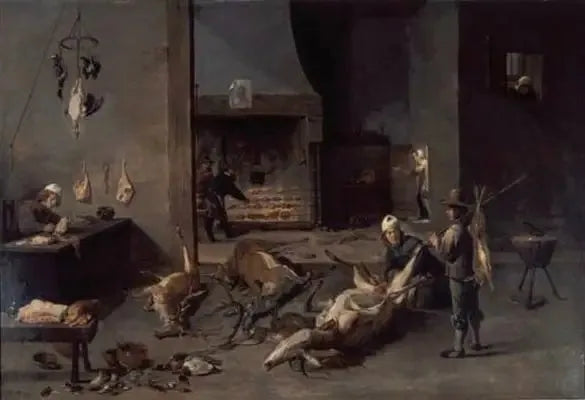 Interieur van een keuken met koks die jachtdieren bereiden - David Teniers de Jonge

Source:
Intérieur de cuisine avec cuisiniers préparant du gibier de chasse - David Teniers le Jeune