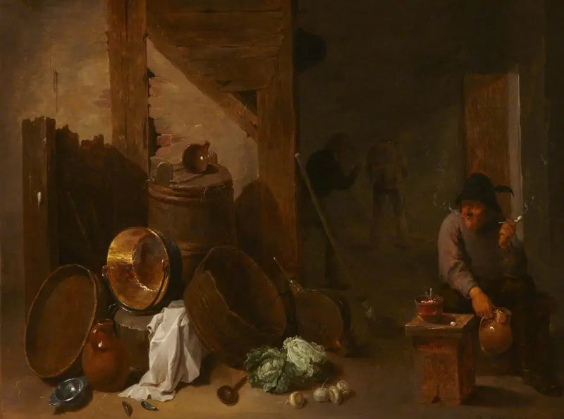 Interieur van een keuken met Toper en andere boeren op de achtergrond - David Teniers de Jonge

Source:
Intérieur de cuisine avec Toper et autres paysans au loin - David Teniers le Jeune