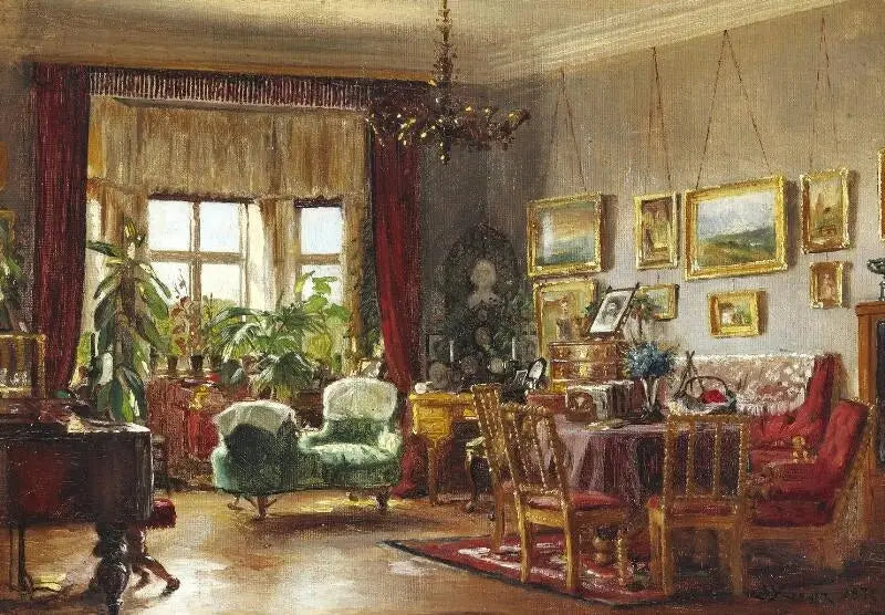 Interieur van het ouderlijk huis van de kunstenaar aan Strandgade 30 in Christianshavn, - Peder Severin Krøyer