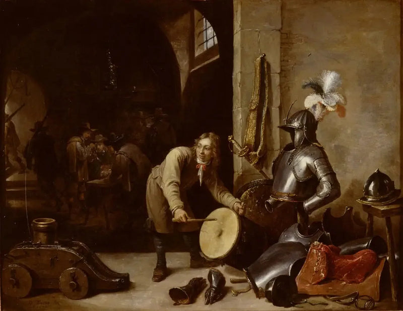 Interieur van de wachtruimte met een jonge man die een trommel vasthoudt - David Teniers de Jonge

Source:
Intérieur de la salle de garde avec un jeune homme tenant un tambour - David Teniers le Jeune