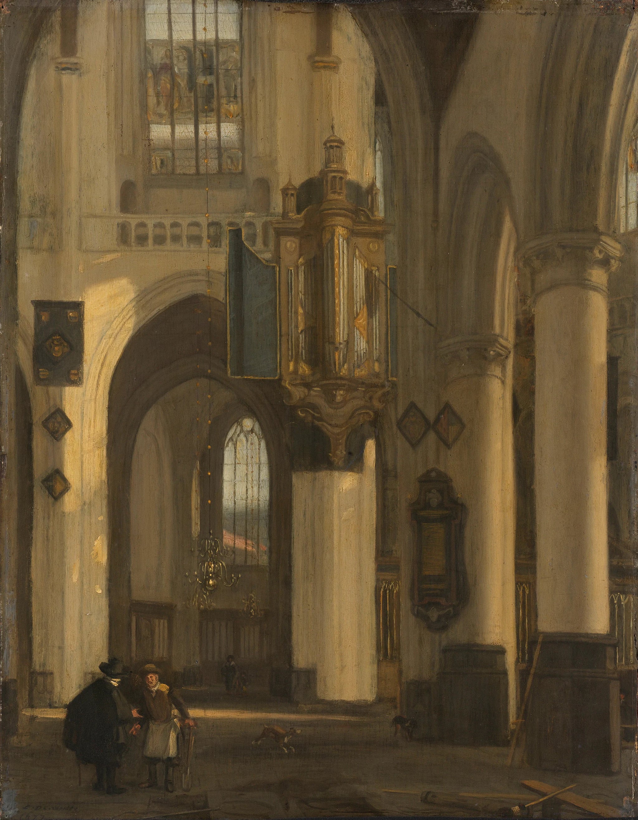 Intérieur d'une église gothique protestante avec des motifs de l'ancienne et de la nouvelle église d'Amsterdam - Emanuel de Witte