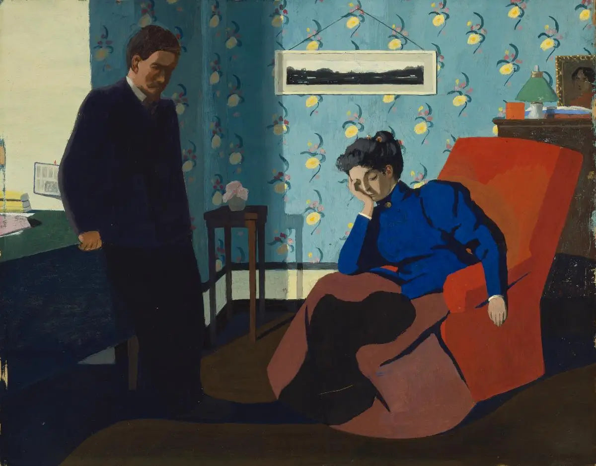 Intérieur fauteuil rouge et figures - Félix Vallotton - Alpha Reproduction