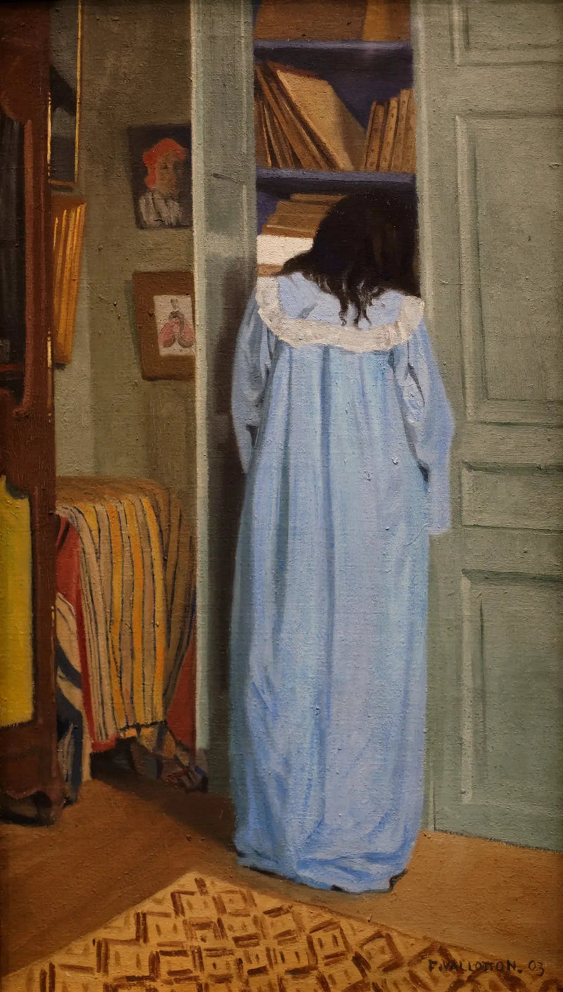 Interieur, vrouw in blauw doorzoekt een kast - Félix Vallotton

Source:
Intérieur, femme en bleu fouillant dans une armoire - Félix Vallotton