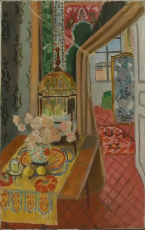 Interieur, bloemen en parkieten - Henri Matisse