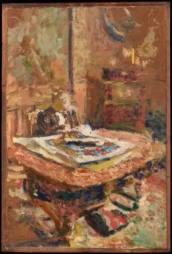 Interieur, mevrouw Vuillard zittend voor een tafel - Édouard Vuillard